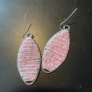 Pink bead dangle earrings
